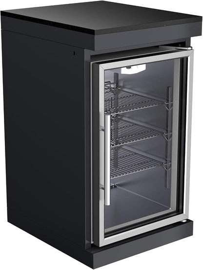 97" 4-Burner 72000 BTU Deluxe Outdoor Kitchen Island,304 Stainless Steel Modular LPG BBQ Grill Combination With Granite Countertops, Canopy, Refrigerator and Sink (97"-Black with Canopy, Propane Gas)