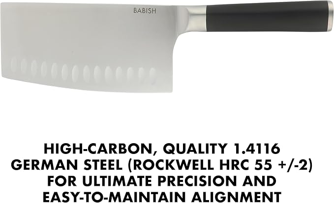 Babish 6.5-Inch Forged Cleaver Knife – High-Carbon 1.4116 German Steel Full Tang Kitchen Knife for Heavy-Duty Chopping and Slicing