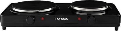 Tayama Dual Burner 6.5 in. and 6 in. Black Diecast Hot Plate with Temperature Controls
