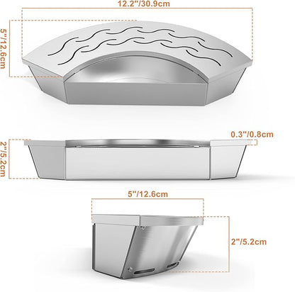 Onlyfire BBQ Smoker Box, Stainless Steel Fan-Shape Wood Chip Smoker Box with Removable Lid & Water Reservoir for Charcoal Grills, Kamado Grills - Add Smokey BBQ Flavor to Your Foods, Design Patent