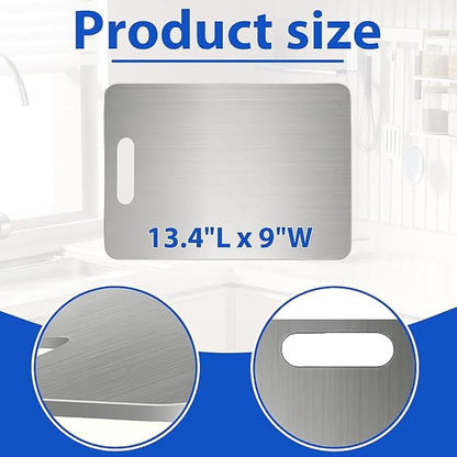 Titanium Cutting Board 13.4x9 Inch – 100% Pure Titanium Kitchen Board, Non-Slip Surface, Dishwasher Safe, Scratch Resistant, Lightweight, Chef Cutting Board for Meat, Vegetables, Fruits, Easy Clean