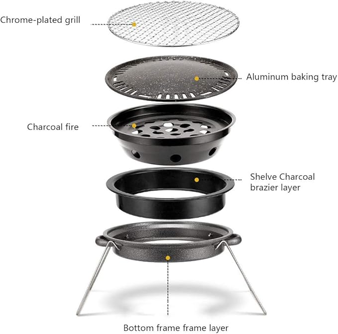Portable Charcoal Grills for Camping Stainless Steel Small BBQ Grill, Folding Small Barbecue Grill for Outdoor Grilling Camping Hiking Picnics Cooking Tailgating Backpacking Party