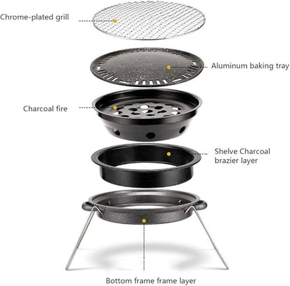 Portable Charcoal Grills for Camping Stainless Steel Small BBQ Grill, Folding Small Barbecue Grill for Outdoor Grilling Camping Hiking Picnics Cooking Tailgating Backpacking Party