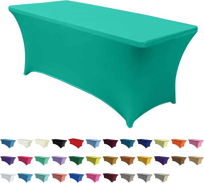 ABCCANOPY 6FT Spandex Table Cover, Stretch Fitted Tablecloth, Turquoise | Rectangular Tight, Fitted, Washable and Wrinkle Resistant Table Protector for Wedding, Banquet,Birthday, Party, Event
