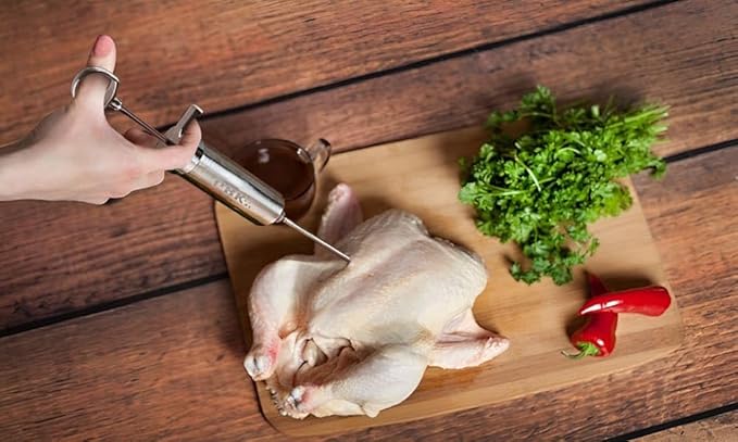 Heavy Duty Meat Injector 304 Stainless Steel - Seasoning Injector - Marinade Injector Syringe Includes 3 Needles - 2 oz Barrel - Dishwasher Safe [New and Improved 2025]