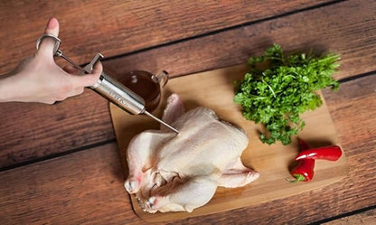 Heavy Duty Meat Injector 304 Stainless Steel - Seasoning Injector - Marinade Injector Syringe Includes 3 Needles - 2 oz Barrel - Dishwasher Safe [New and Improved 2025]
