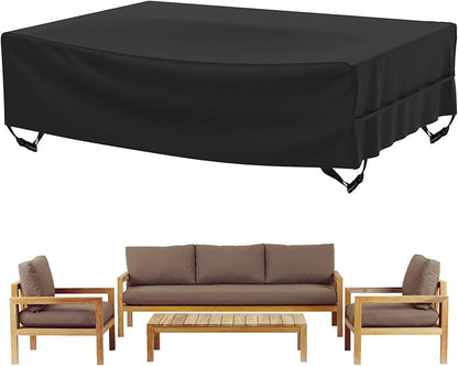 Velway Patio Furniture Cover Outdoor Waterproof Rectangular Patio Table Chair Sofa Set Cover, 108" Lx82 Wx28 H, All Weather Oxford Tear-Resistant Material with Zipper Carrying Bag Windproof Buckles