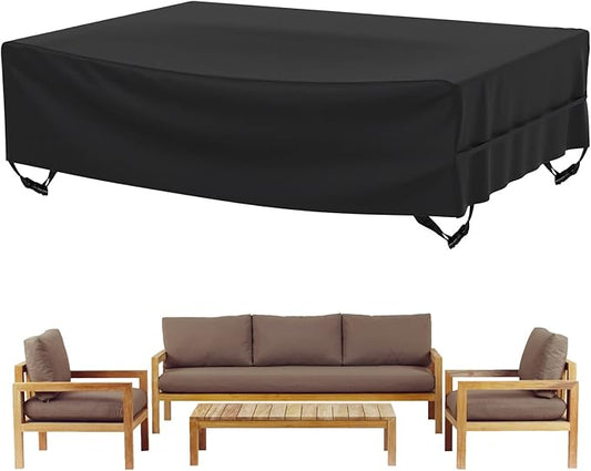 Velway Patio Furniture Cover Outdoor Waterproof Rectangular Patio Table Chair Sofa Set Cover, 108" Lx82 Wx28 H, All Weather Oxford Tear-Resistant Material with Zipper Carrying Bag Windproof Buckles