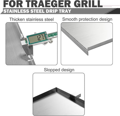 SUB025 Drip Tray Replacement for Traeger Grill Parts TFB29PLB Traeger Tailgater 20 Drip Pan Bronson 20 Junior Elite 20 Pellet Grill Grease Tray TFB30KLF BBQ055 Fits Traeger Smoker BBQ Grill Parts