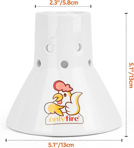 Onlyfire Ceramic Beer Can Chicken Holder, Ceramic Chicken Roaster Rack, Vertical Poultry Chicken Cooking BBQ Accessories Great for Grill, Oven or Smoker