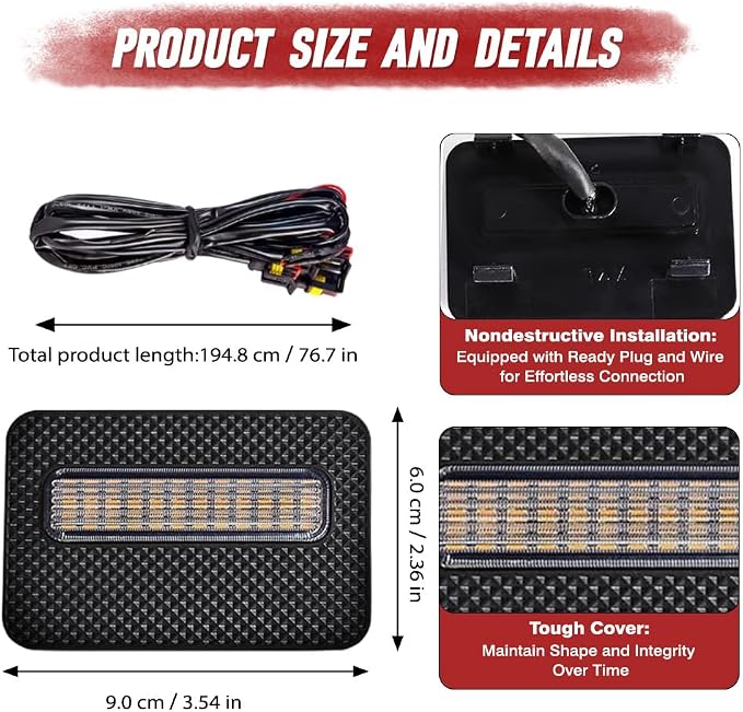 4 LED Grille Lights with Wire Harness and Fuse, LED Front Grill Light, Compatible with Toyota Tacoma SR/SR5 2024-2026, 1 Set (Clear Cover)