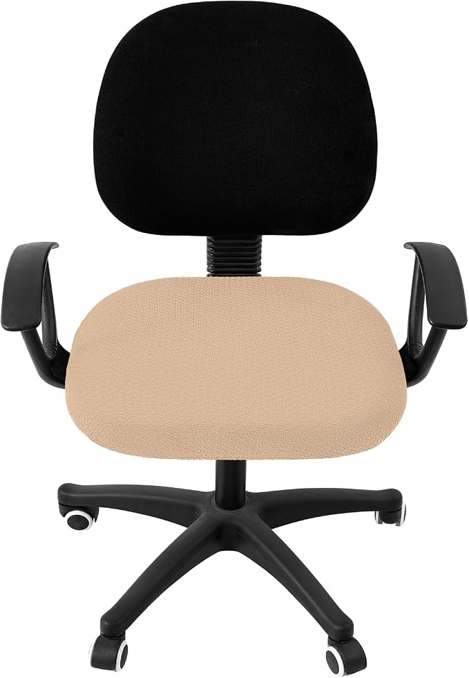 Smiry Office Computer Chair Seat Covers for Desk, Anti-dust Protector | Stretch Jacquard Removable Washable Desk Chair Seat Cushion Protectors, Khaki