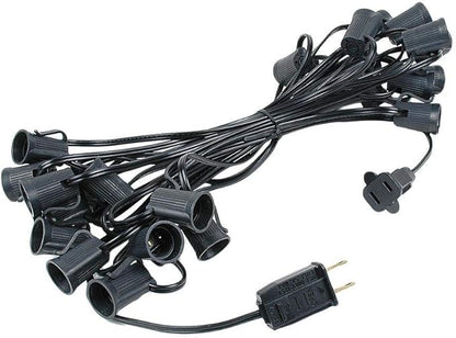 Novelty Lights Multi Hanging Ceramic Christmas String Lights - Retro Fit Traditional C9 Indoor/Outdoor Light Set w/ 25 Mini Bulbs for Roof Lines, Patios & More (Black Wire, 25' Long)