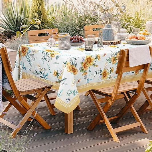 Outdoor Tablecloth with Umbrella Hole Lemon Print Outdoor Table Cover, Windproof & Easy Install Patio Tablecloth for Picnic, Garden, Backyard & Summer Parties 60 x 102 in