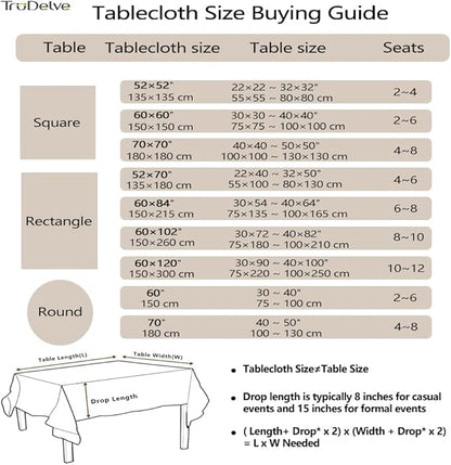 TruDelve 60x120 Inch Tablecloth Rectangle Cotton Table Cloths for Rectangle Tables Modern Extra Long Tablecloths(Linen,120"x60",Rectangular)