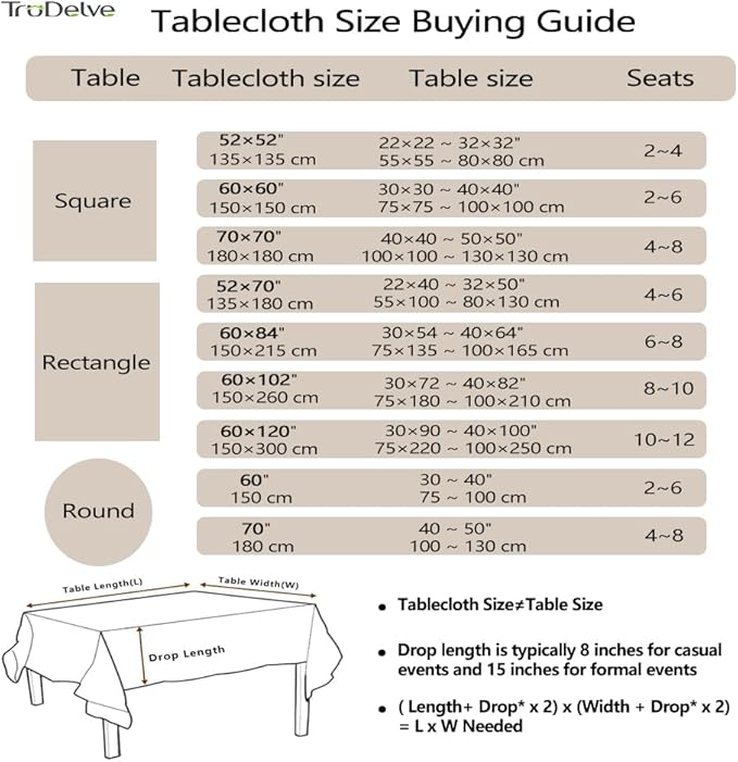 TruDelve Cotton Square Tablecloth 60x60 Fabric Farmhouse Cloth Tablecloths Outdoor Table Cloth for Picnic Table Cover (Linen,60"x60",Square)
