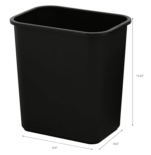 United Solutions 7.7 Gallon Trash Wastebasket, Black, Under Desk | Slim 30.8-quart bin fits small spaces in offices, kitchens, dorms, and homes with an easy-to-clean design