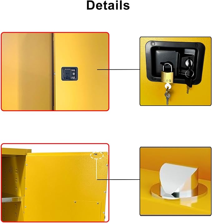 Hazardous Flammable Safety Storage Cabinet 34"x34"x65" Fire Proof Lockers | 65~90 Gallon Safe, Double-Wall Steel, Dual Manual Locks, 2 Adjustable Galvanized Shelves, For Gasoline Liquid Fuel Chemical