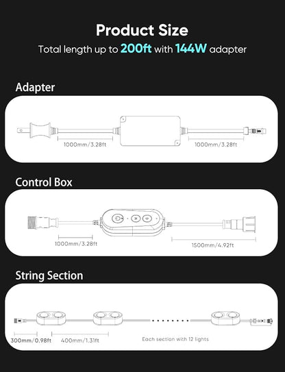 APPECK Permanent Outdoor Lights Pro, 100ft with 72 RGBCW Eaves Lights | Dual Lens, 72W, 80lm, Cuttable, IP67 Waterproof Lighting for Daily and Holiday Decor, Compatible with Alexa, Black