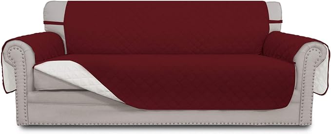 Easy-Going Reversible Couch Cover, 4 Seater Sofa, Christmas Red/Ivory | XX-Large Sofa, Washable Slipcover For Dogs, Water Resistant Mat, Living Room, Non-Slip Sofa Cover, Pet Friendly