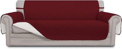 Easy-Going Reversible Couch Cover, 4 Seater Sofa, Christmas Red/Ivory | XX-Large Sofa, Washable Slipcover For Dogs, Water Resistant Mat, Living Room, Non-Slip Sofa Cover, Pet Friendly