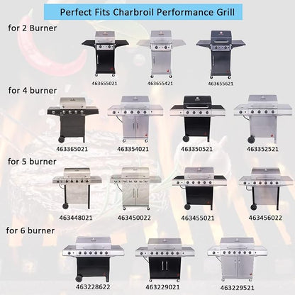 Grill Replacement Parts for Charbroil Performance 5 Burner 463448021 463450022 463451022, 4 Burner 463365021, 463366022 463352521, G325-0002-W1 Heat Plate, G327-2100-W1 Burner, Igniter, Crossover Tube
