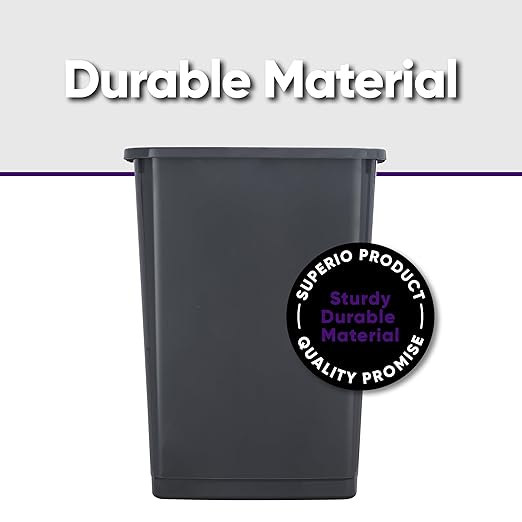 Superio Large Kitchen Trash Can 13 Gallon, 52 Qt Waste Bin for Kitchen, Garage, Indoor and Outdoor Trash Can (2, Grey)