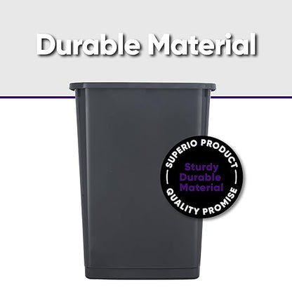 Superio Large Kitchen Trash Can 13 Gallon, 52 Qt Waste Bin for Kitchen, Garage, Indoor and Outdoor Trash Can, Dark Grey