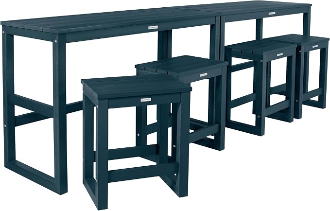 highwood Monroe 6-Piece Counter Height Modern Balcony Set, 2 Tables and 4 Stools, Federal Blue
