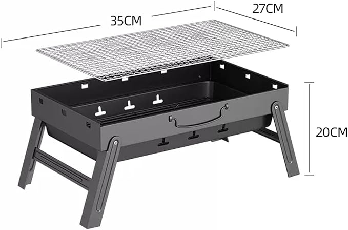 BBQ Barbecue Grill, Portable BBQ Folding Charcoal Barbecue Grill, with Baking Net, for Outdoor Backyard Cooking Camping Hiking, Picnics Trip,35x27x20cm