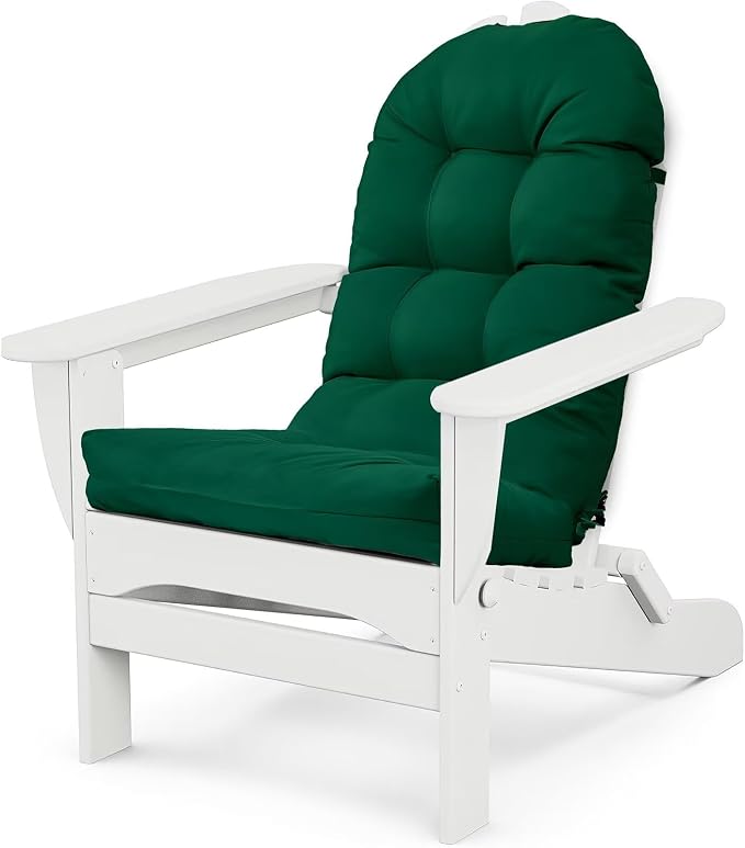 Adirondack Chair Seat Cushion for Outdoor Patio Wicker Porch Furniture | Waterproof cover with straps, PP cotton, high back thick seat pad for adirondack rocking chair lawn indoor outdoor 44x19x4