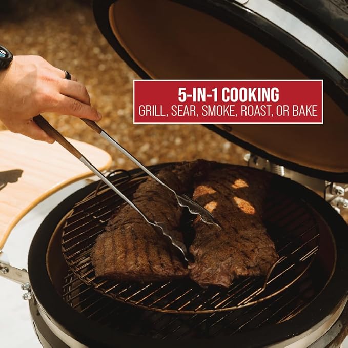 GRILLA Medium Kong Ceramic Charcoal Grill with Venting System, Heavy-Duty Ceramic, 350 Square Inches of Cook Space, For Outdoor Grilling, Smoking, and Baking