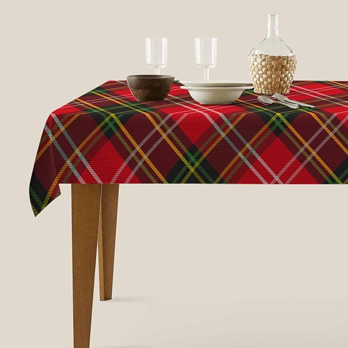 TKS MITLAN Colorful Plaid Line Tablecloth Decor Scottish Classic Checked Fashion Simple Stripe Design Table Cloth Dining Room Kitchen Table Cover 60" X 84" Oblong/Rectangle