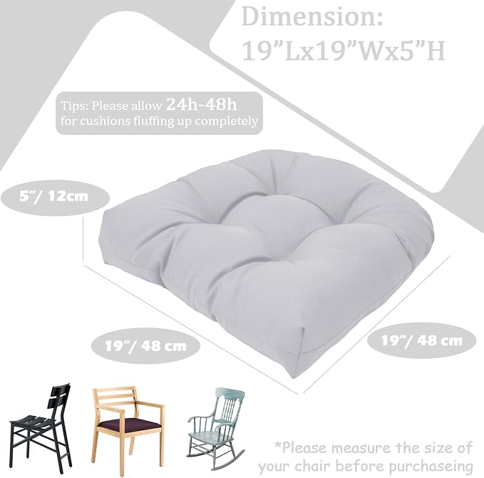 MTMR Outdoor Chair Cushions Set of 2, Patio Furniture Seat Pads, Waterproof | 2Pcs , waterproof cover, PP cotton, u-shaped, no-fading, thick patio seat pads for outdoor wicker furniture in yard, 19x19x4
