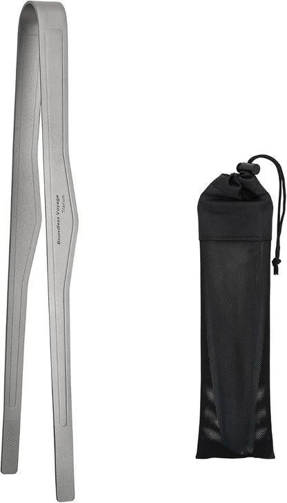 TiTo Titanium Grill Tongs Kitchen BBQ Tongs for Camping Outdoor Cooking Salad Steak Food Buffet Clip Grill Accessories (Large, Gray)