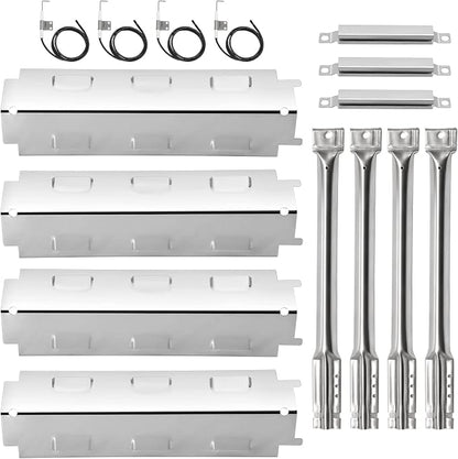 Criditpid Grill Replacement Parts for Charbroil 461442114 463441312 463441514, Stainless Steel Heat Plate Shields, Burner Tubes, Crossover Tube and Ignitors for Char-Broil 463440109 Gas Grill.