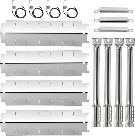 Criditpid Grill Replacement Parts for Charbroil 461442114 463441312 463441514, Stainless Steel Heat Plate Shields, Burner Tubes, Crossover Tube and Ignitors for Char-Broil 463440109 Gas Grill.