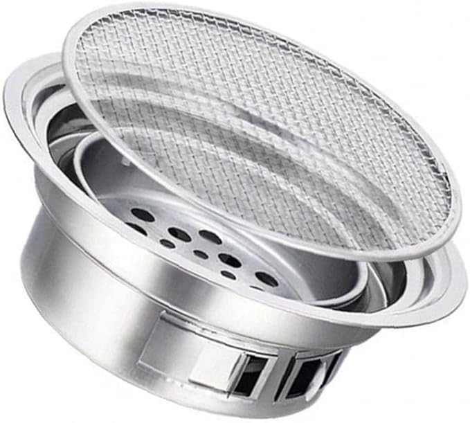 Charcoal Barbecue Grill Round Portable Household Camping Grill Stove with Barbecue Net,Outdoor Barbecue Tools
