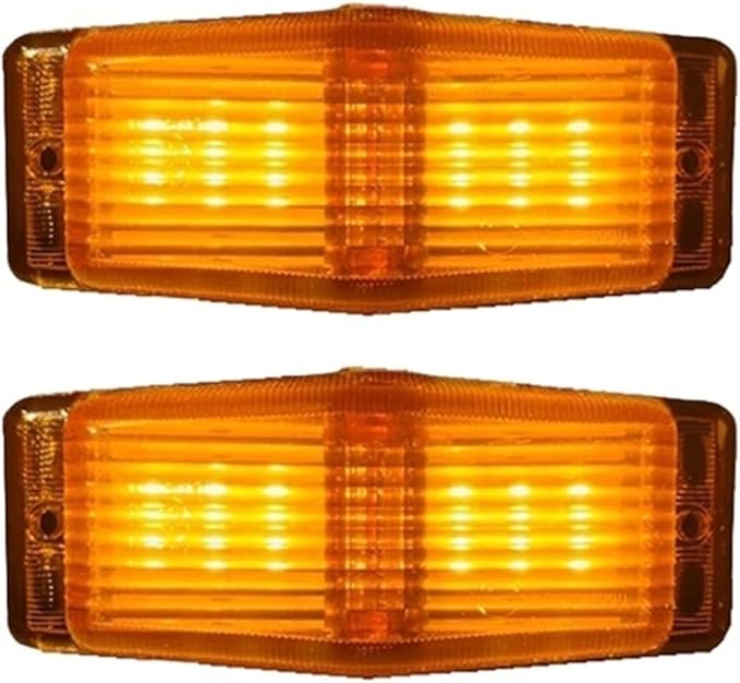 1PC/2PCS 24V LED Marker Light Front Grill Double Burner/Pole Indicator Lamp(2x Amber)