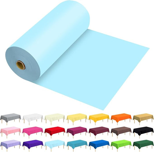 54 Inch X 300 Feet Plastic Table Cover Roll Premium Disposable Plastic Tablecloth for All Type/Shape Tables | Picnic, Party, Banquet, Birthdays, Weddings (Light Blue, 54 Inch X 300 Feet)
