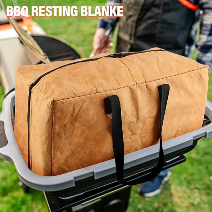 BBQ Blanket Aluminum Foil Insulated for Resting Meat Smoker Grilling with Zipper(Color:Brown)