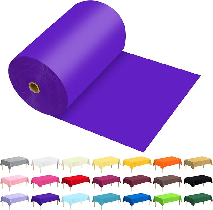 54 Inch X 600 Feet Plastic Table Cover Roll Premium Disposable Plastic Tablecloth for All Type/Shape Tables | Picnic, Party, Banquet, Birthdays, Weddings (Purple, 54 Inch X 600 Feet)