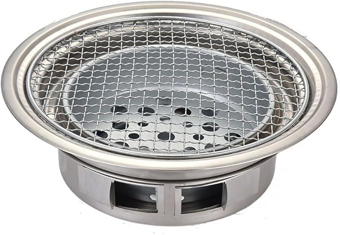 Portable Charcoal Grill for Camping BBQ Grills, Outdoor Barbecue Grill with Folding Smokeless Charcoal Oven, Thickened Body Lightweight Camping Grill for Home Use,LightGrey-D