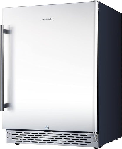 Phiestina 24 inch Indoor/Outdoor Beverage Refrigerator 175 Cans Built-in/Freestanding Beverage Fridge Cooler Lockable Stainless Steel Door Auto Defrost Quiet For Home/Commercial,6 Removable Shelves
