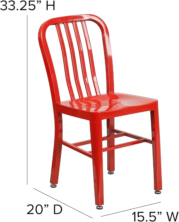 Flash Furniture Commercial Grade Red Metal Indoor-Outdoor Chair