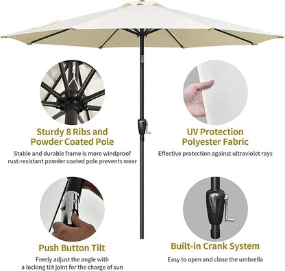 Simple Deluxe 9' Patio Umbrella Outdoor Table Market Yard Umbrella with Push Button Tilt/Crank