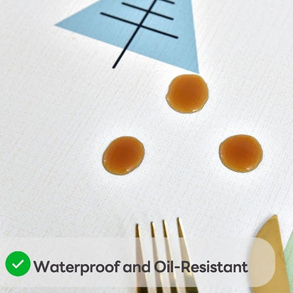 Wipeable Waterproof Tablecloth Vinyl Tablecloths for Rectangle Tables Heavy Duty PVC Tablecloth for Kitchen Dining Table(Small Trees, 54'' x 54'')