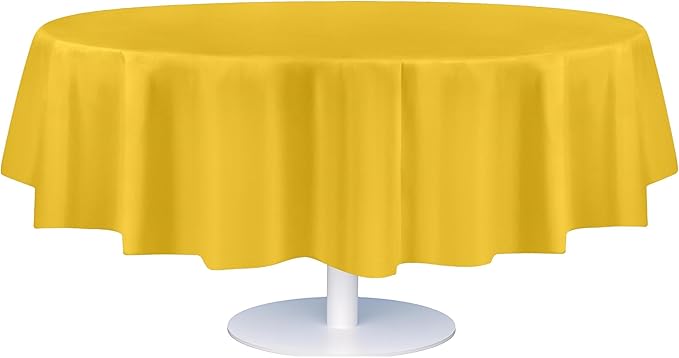 Grandipity 12 Pack Premium Disposable Plastic Tablecloth 84" Inch Decorative Round Table Cover - Yellow