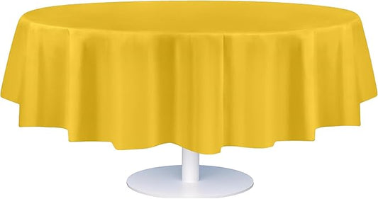 Grandipity 12 Pack Premium Disposable Plastic Tablecloth 84" Inch Decorative Round Table Cover - Yellow
