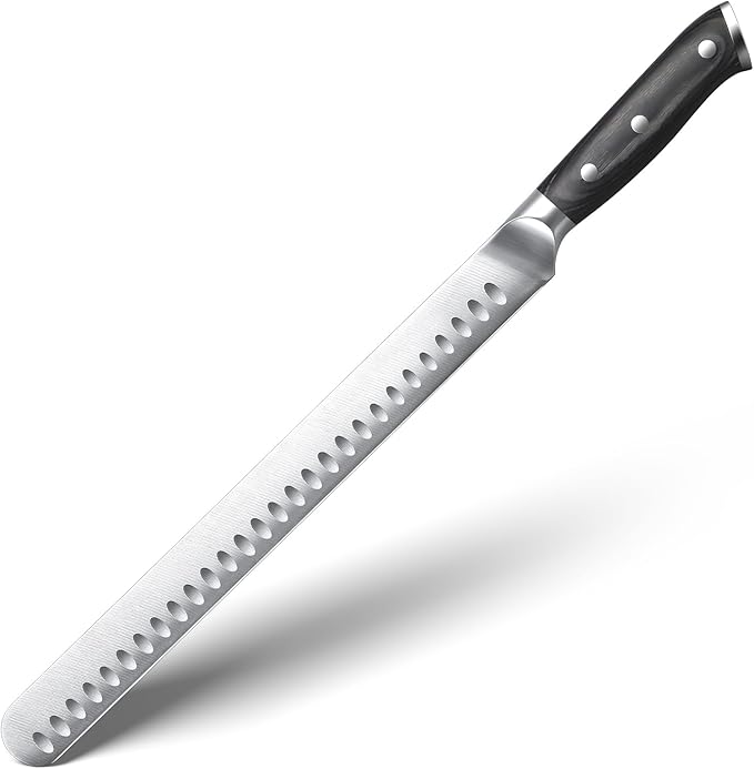 YFWOOD Slicing Carving Knife, 12 inch Brisket Knife for Meat Cutting, BBQ, Turkey – Razor Sharp High Carbon Stainless Steel Slicing Knives, Full Tang, Ergonomic Handle, Professional Chef's Knives